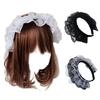 Women Ruffles Lace Hair Hoop with Mesh Headband Multilayer Lace Lolita Cosplay Props Maid Anime Headdress Accessories
