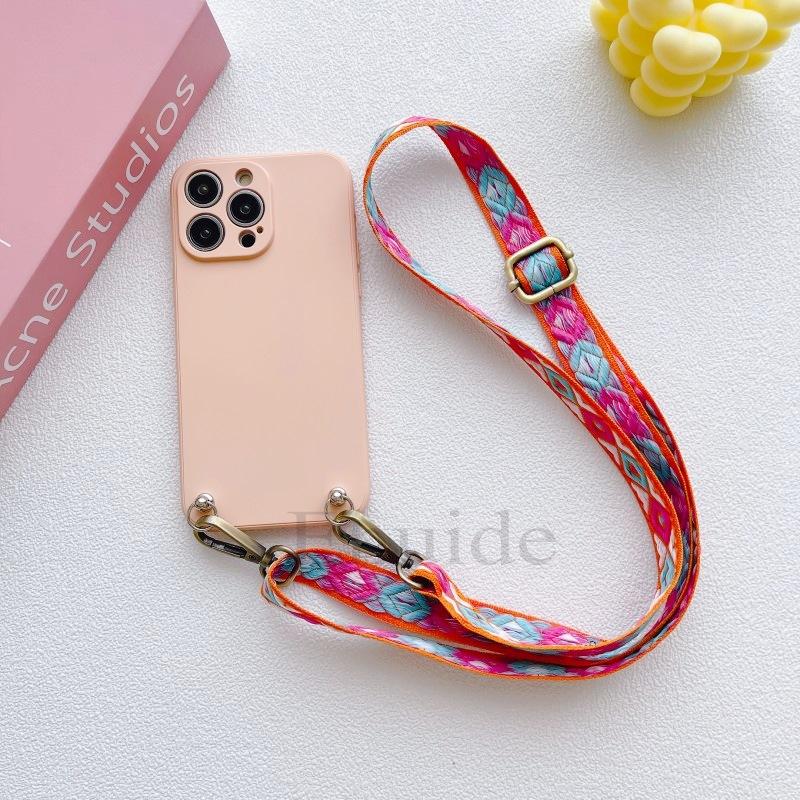 

Retro Strap Case For iPhone 17 16 14 13 12 Mini 11 X XS Plus 15 Pro Max 15P Shoulder Crossbody Lanyard Neck Soft Silicone Cover for iPhone 17