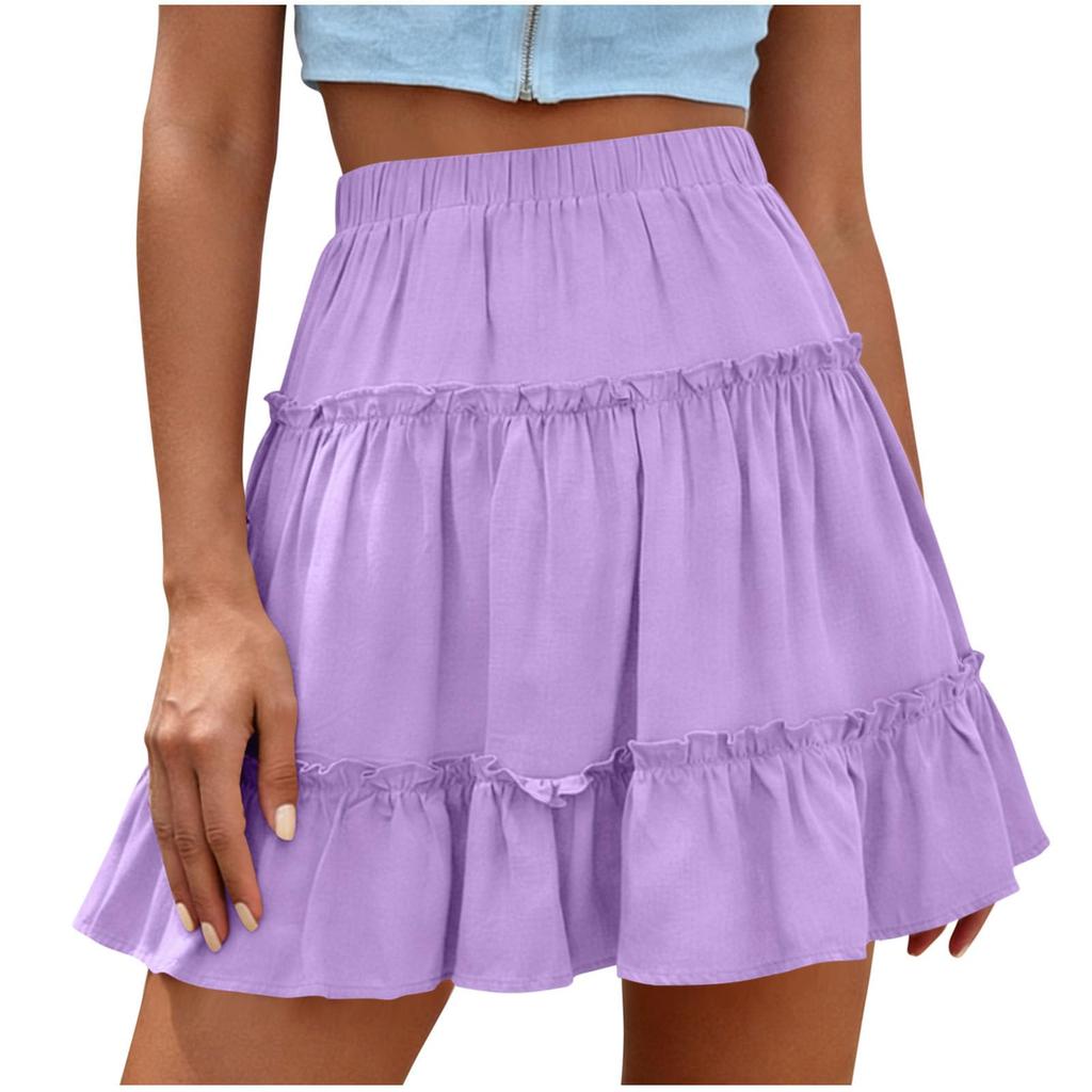 Women's Summer High-Waisted Slimming And Tummy-Concealing Sweet Ruffled Skirt
