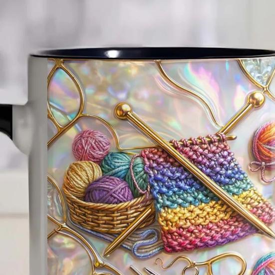 Strick- und Nähwerkzeuge Tasse 11oz Personalisierte Kaffeetasse mit Nähmaschine- und Garn-Drucken Nähgeschenk für Frauen