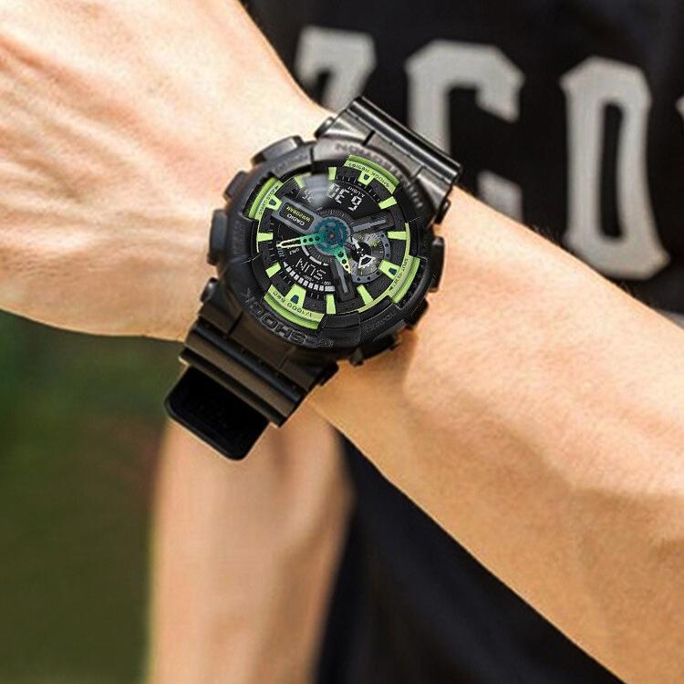 Casio G-Shock Series Fashion Trend Street Cool Classic Pointer Dual Display Sports Waterproof Quartz Watch Men watches Black GA-110LY-1A