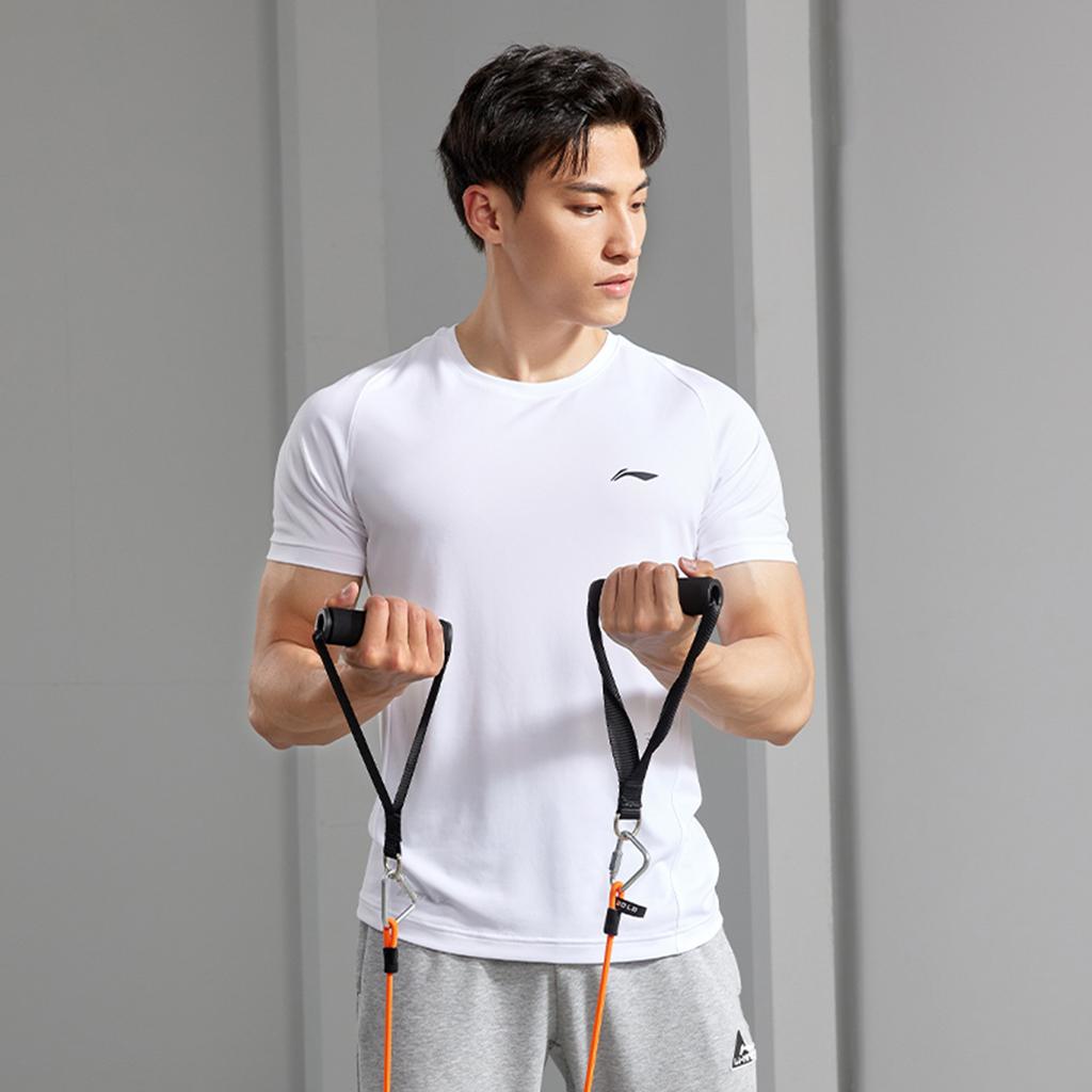 Li-Ning Fitness Series Round Neck Pullover Solid Color Short Sleeve T-Shirt Men Tops White ATSU917-2