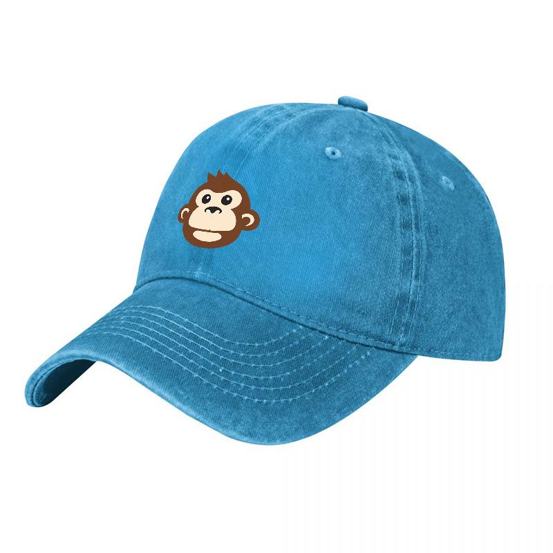 Cappellino da Baseball in Tela Lavata con Logo Faccia di Scimmia Stile Classico Vintage Cappello Regolabile per Unisex e Donne