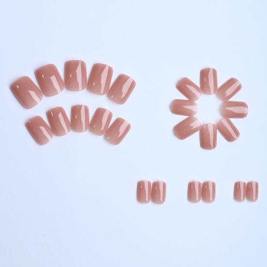 1 Set Square Press on Nails Reusable French Tip Stick-on Fake Nails Removable Full Cover Glue on False Nails for Women