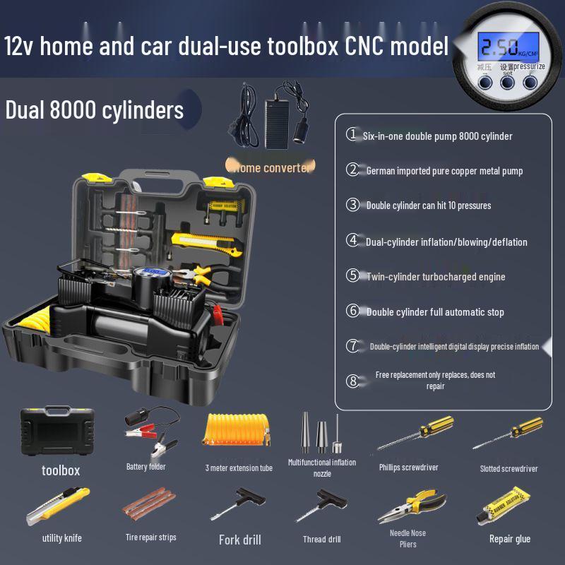 Dual-Cylinder High-Power Electric Tire Inflator for Car and Home Use