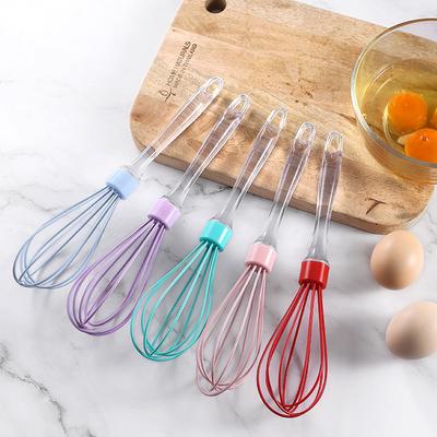 1pc 10-inch Manual Transparent Handle Silicone Egg Beater Cake Cream Mixer Egg Baking Gadget