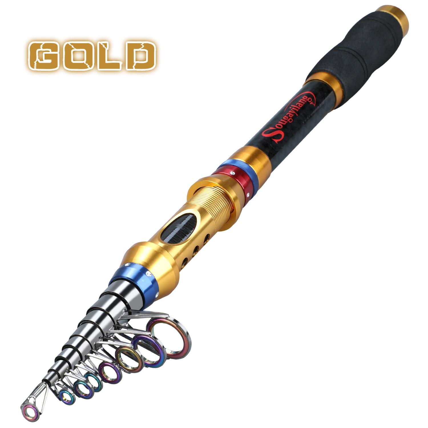 

Портативные телескопические удочки с 99% углеродного волокна 2.7M золотой