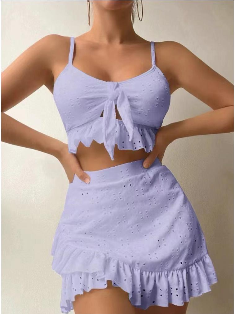 Europäisches & Amerikanisches Sommer Strandkleid Bikini Dreiteiler: Konservative Damenbademode