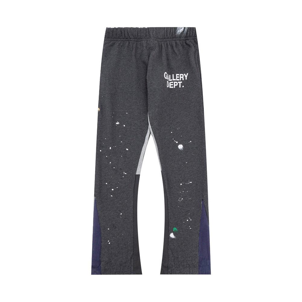 Gallery Dept Pantalon de survêtement décontracté style high street à cordon de serrage, splicing à éclaboussures d'encre peint à la main, légèrement tiré, pantalon de sport ample pour hommes et femmes