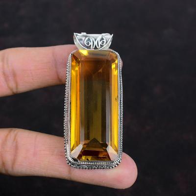 Faceted Whiskey Topaz Pendant Vintage Gemstone Pendant 925 Sterling Silver Pendant Amazing Jewelry Handmade Brand New Pendant Gifts for Wife