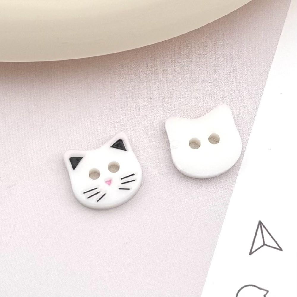 40pcs Fashionable 12mm Kitty Buttons Cute Creative Calico Cat Buttons Colorful Resin Kitten Head Buttons Cardigan Sweater