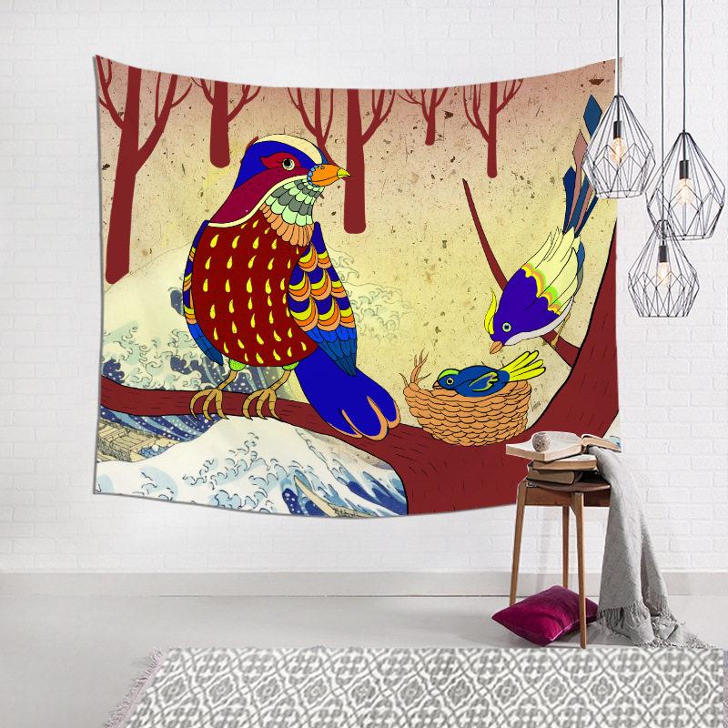 Japanese Style Izakaya Kanagawa Ukiyo-e Tapestry Traditional Cartoon Background Wall Decor for Tattoo Studio 100X70CM