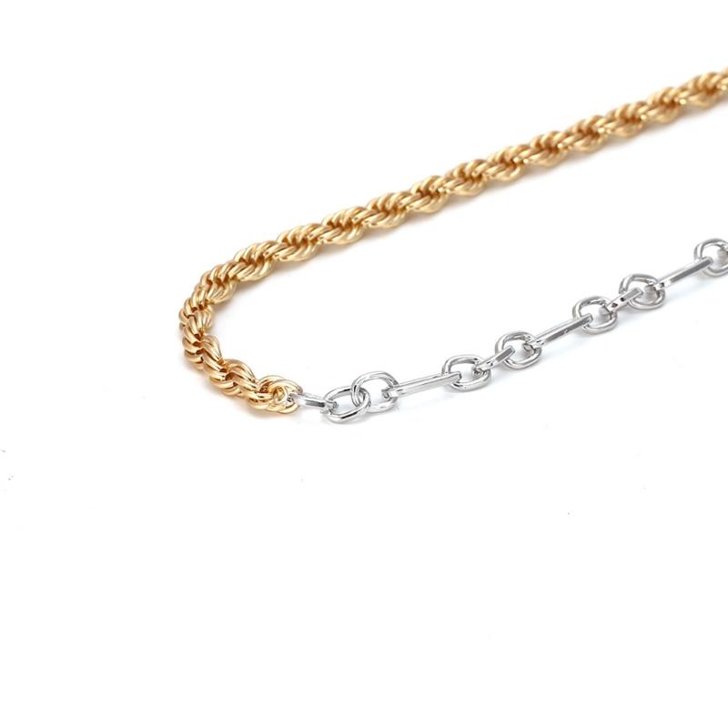 Women Asymmetric Gold Silver Necklace Unisex Chain Necklace Fashion Jewelry Stylish Collarbone Chain Metal Texture