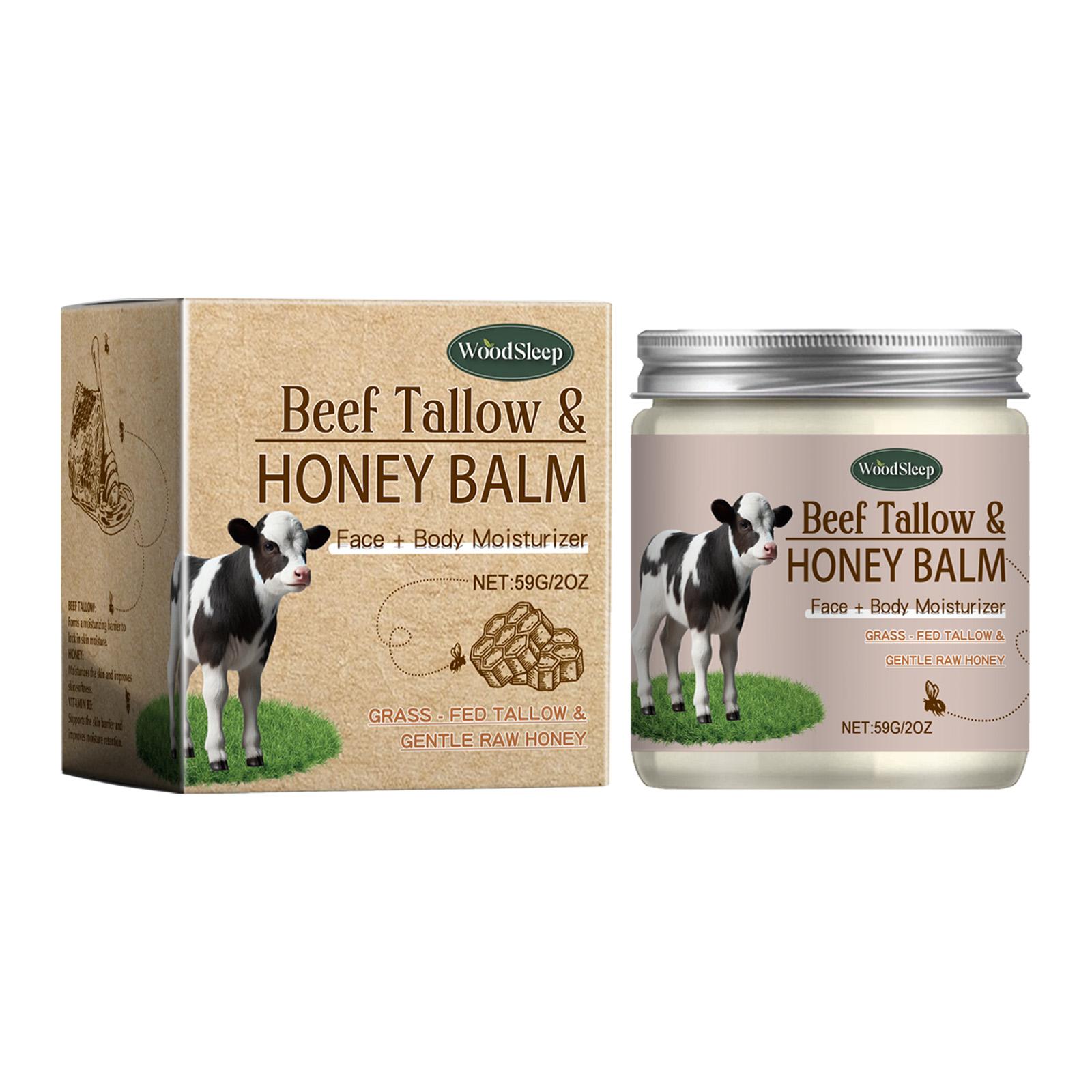 Organic Beef Tallow Honey Moisturizer Grass Fed Beef Tallow Face Cream Soothing Firm Increase Elasticity Whipped Smooth Lotion 59g