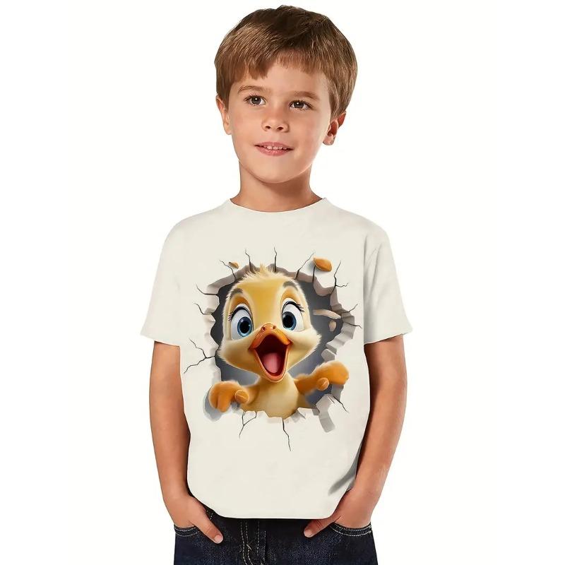 Retro 3d Print Casual Children's Clothing Top Tee Shirt Fashion T Shirt Animal Kids Boy Clothes Anime Short Sleeve