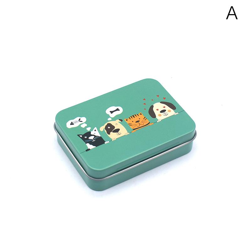 Small Cartoon Tin Box Hairpin Storage Case Rectangular Jewelry Cosmetic Organizer For Candy Pill Hinged Empty Box