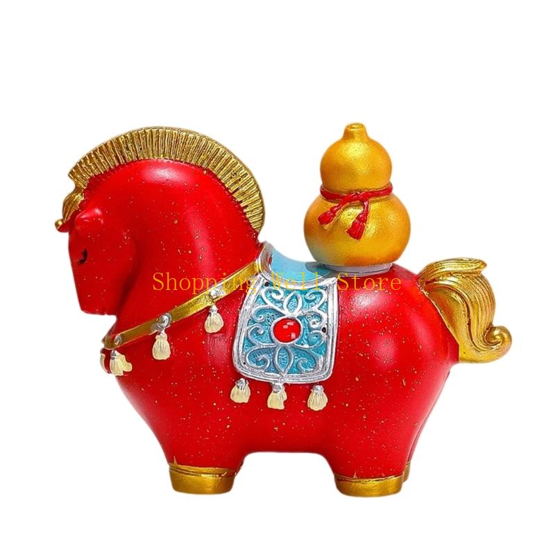 KX4B Prosperity Horse Ornament Cartoon Resins Mini Figurine Gift For Family Friend