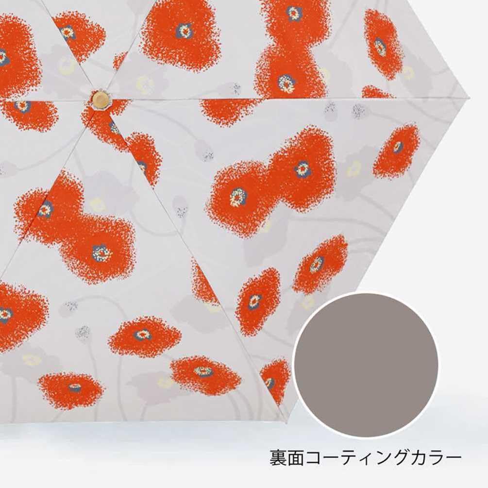 Ogawa Folding Parasol with Japanese Poppy Suitable for Sun and UV Heat Water by Kabajirushi Perfect for Kimono and Summer Festival Product 54369