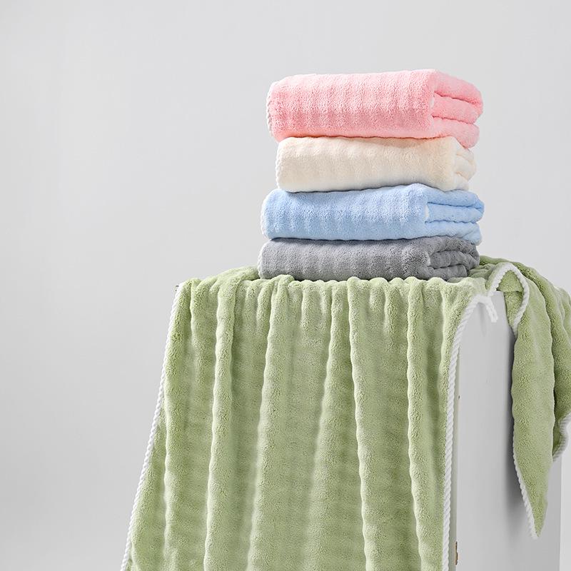 Coral Fleece Three-Piece Bath Set: Thick, Absorbent, Non-Shedding Towels with Hair Drying Cap.