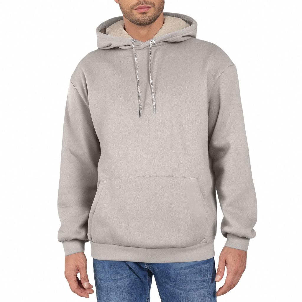 Men's Fall Winter Casual Warm Fleece Hoodie Pullover Lined Hooded Sweatshirt With Pocket