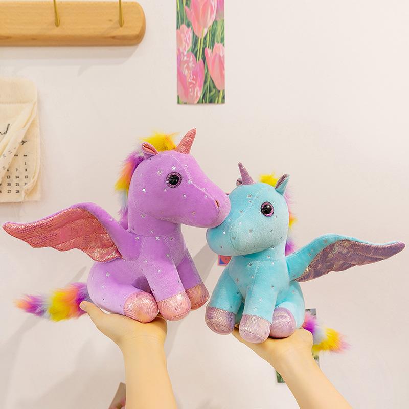 Colorful Unicorn Plush Toy Cute Rainbow Pony Doll Children Accompany Pillow