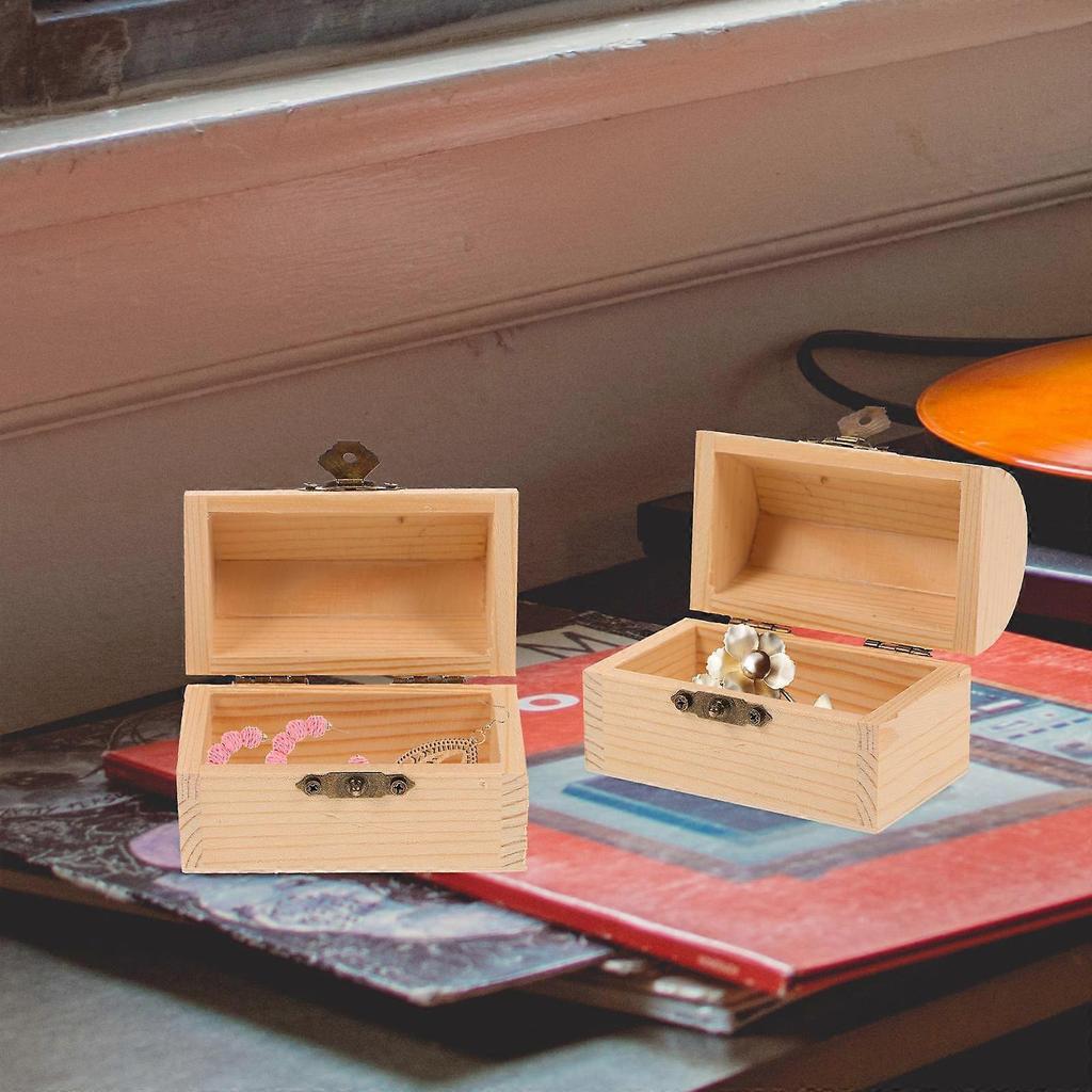 Wood Chest Box Solid Wooden Arc Design for Storage 12Pcs Gift Boxes