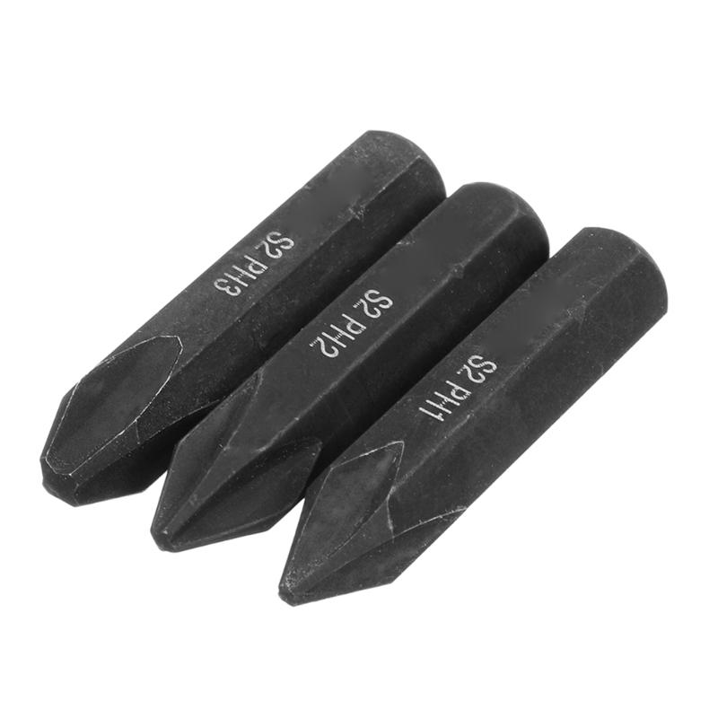 3 Pieces Screw Bit S2 Alloy Steel  PH1 / PH2 / PH3  for Cross Drill Bit   Black  Replaceable  Strong Magnetic Bit