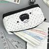 Black Polka-Dot Angel Cat Pencil Case,Large-Capacity Student Stationery Organizer