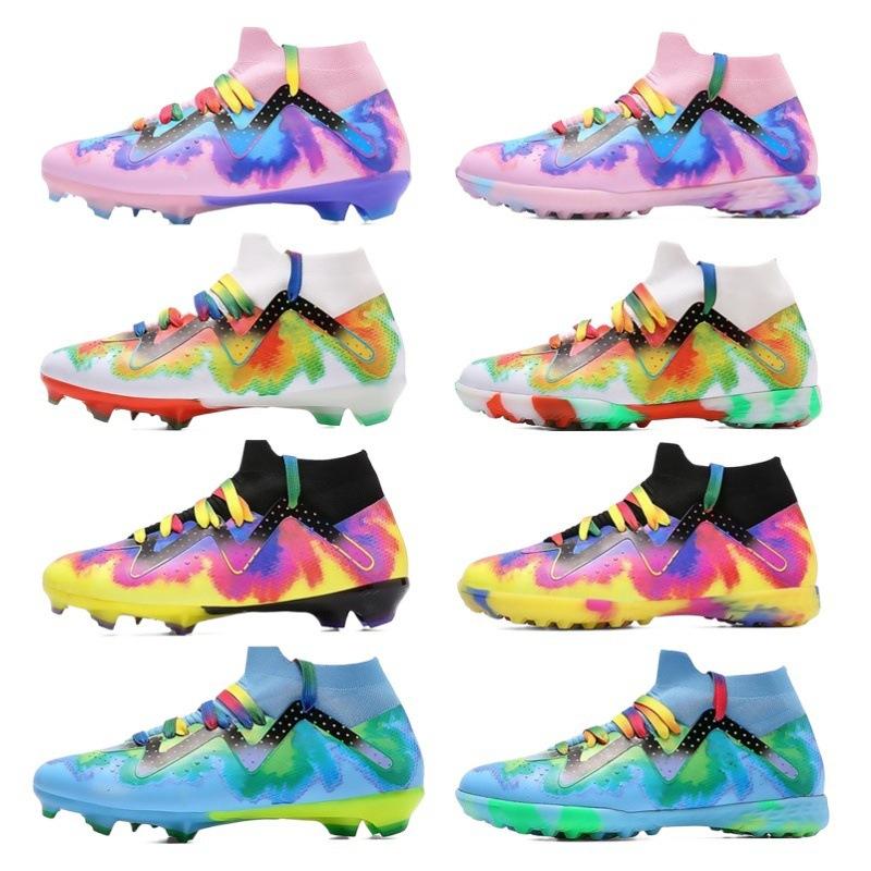 20252025 Seamless fly-woven football shoes men's high-top AG long nails broken nails adult professional training shoes