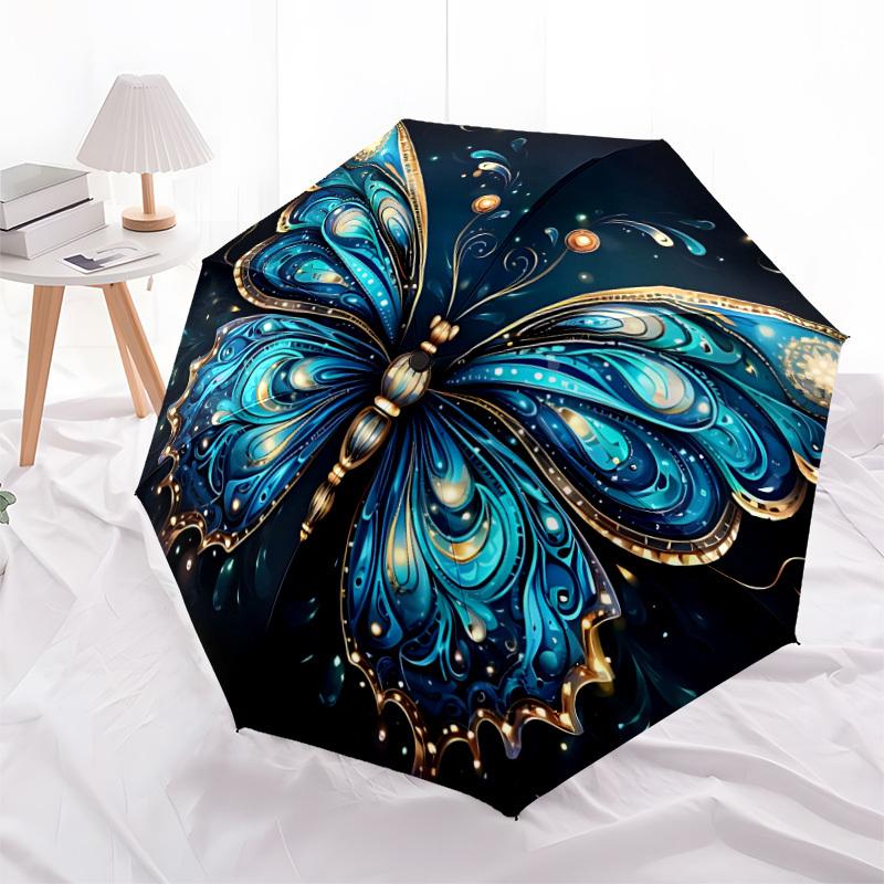 1pc Butterfly Fantasy Automatic Open/Close Umbrella with Folding feature Compact Travel Umbrella, Lightweight design, for Commuting043