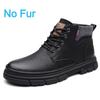 Fashion 2025 Winter Men's Leather Boots Fashion Thick Bottom Warm Fur Casual Ankle Short Shoes Lace-up Non-Slip Motorcycle Boots
