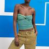 Fashion Hollow Out Striped Knitted Tank Tops Women Summer Vacation Strapless Sexy Crop Tops Y2K Slim Fit Knitears Tanks 30570