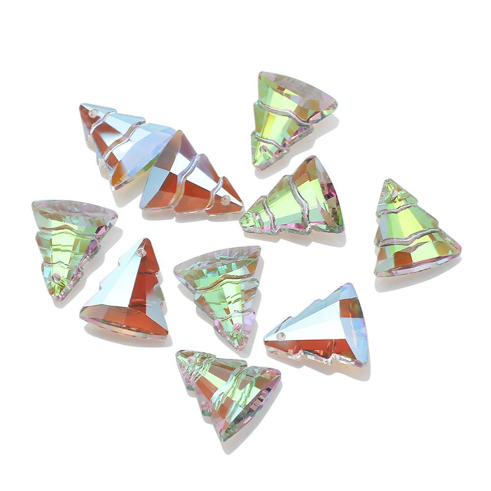 1Pcs 13x15mm Green Glass Pendants Beads Christmas Tree Shape DIY Making Exquisite Charms Necklace Garment Jewelry Accessories