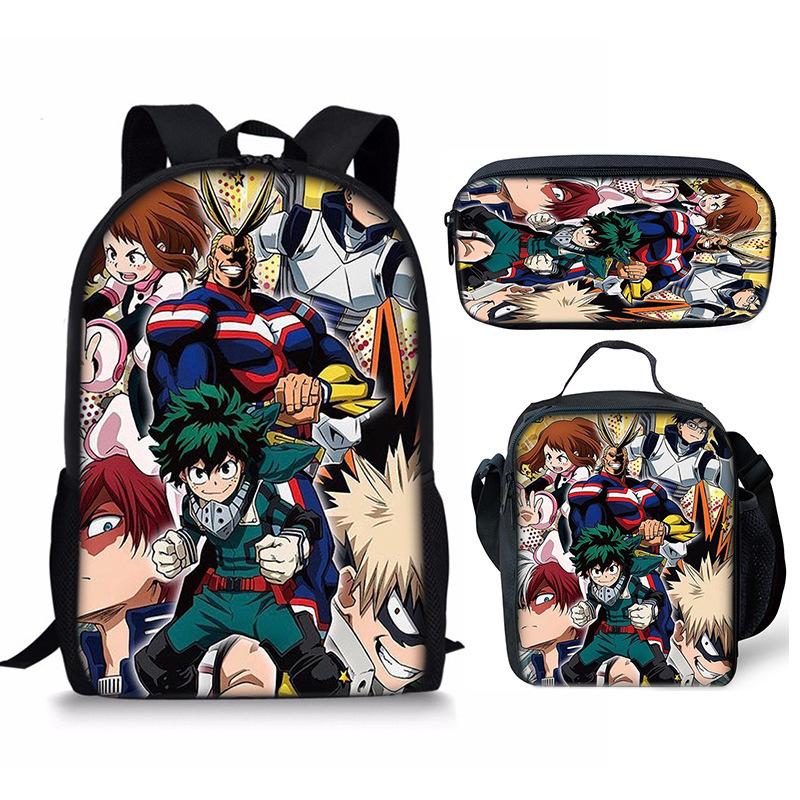 My Hero Academy Backpack Three Piece Set My Hero Academy Shoulder Bag Pencil Case Backpack