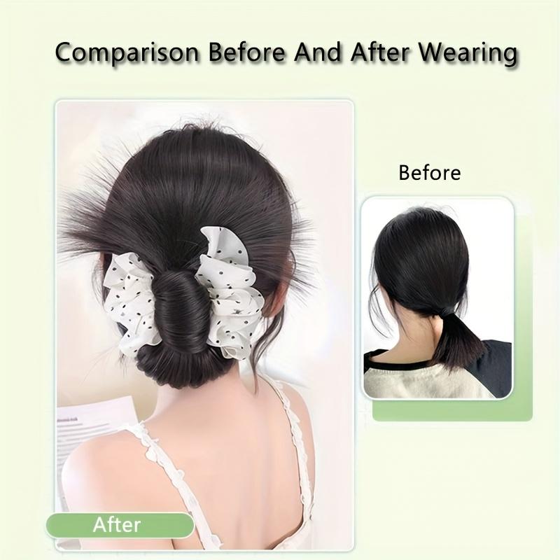 Synthetic Natural Bun Head Wig with Mesh Hairpiece Hair Chignon Claw Clip Ponytails Extensions Hair Accessories For Women Girls