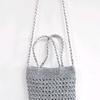 Fashion Silver Tote Women Handbags Hollow Crochet Shoulder Bag  Metical Yarn Knitting Crossbody Bags for Women Shopper Purses