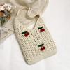 Charming Crochet Tote Bag with Cherry Embellishments – Handmade Summer Beach Bag for Women
