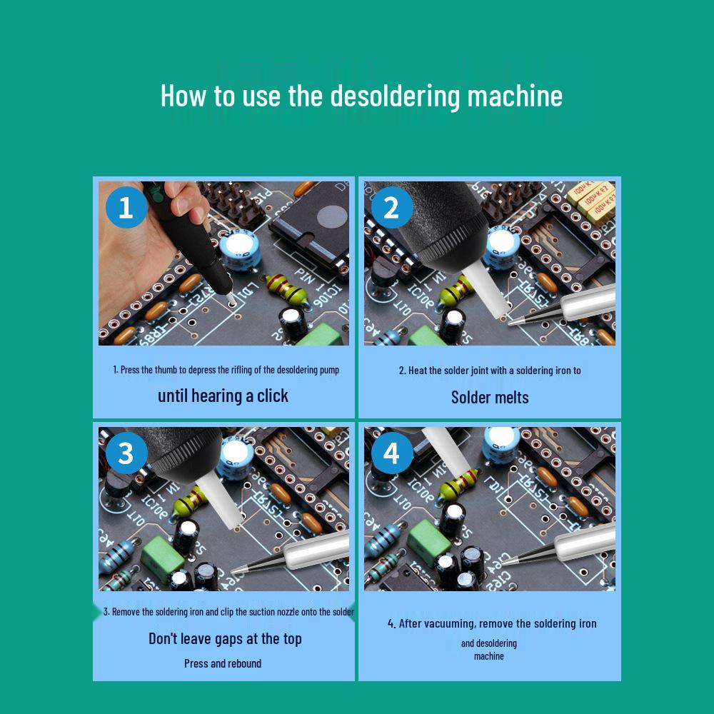Powerful Large Manual Vacuum Desoldering Pump with Automatic Rebound and Soldering Nozzle