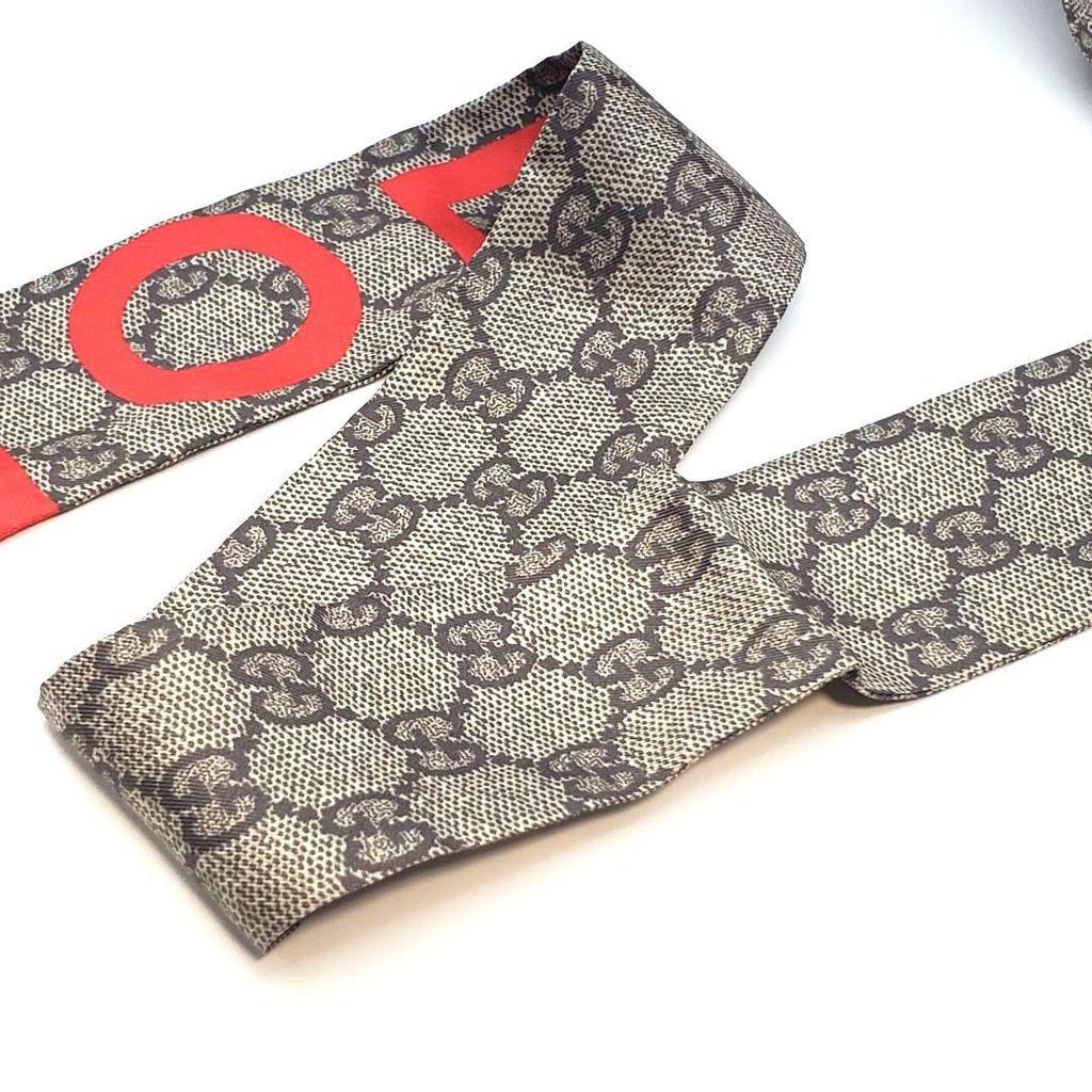 Used GUCCI GG Supreme Scarf Neck Bow Ribbon Scarf