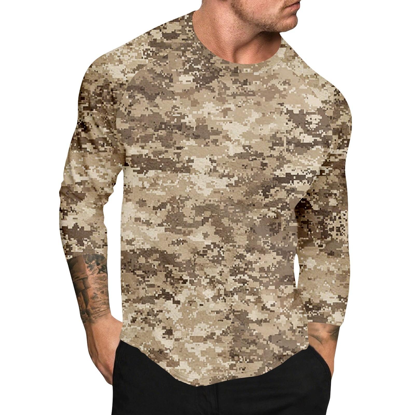 

Мужской топ с короткими рукавами реглан с принтом в стиле камуфляж L коричневый