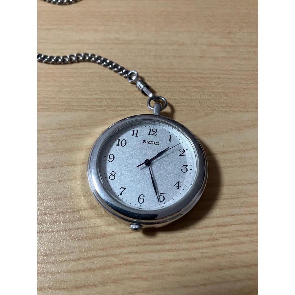 Used SEIKO Pocket Watch Quartz Silver with Chain