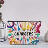 Canvas Charger Storage Pouch Zipper Closure Print Design Cable Organizer Bag Large Capacity Cosmetic Organizer for Office Desk