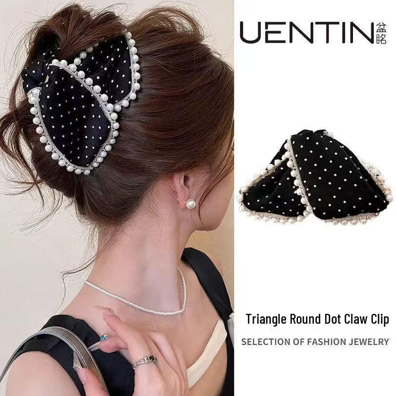 Korean Pearl Polka Dot Triangle Hair Clip: Elegant 2025 Women's Updo Accessory