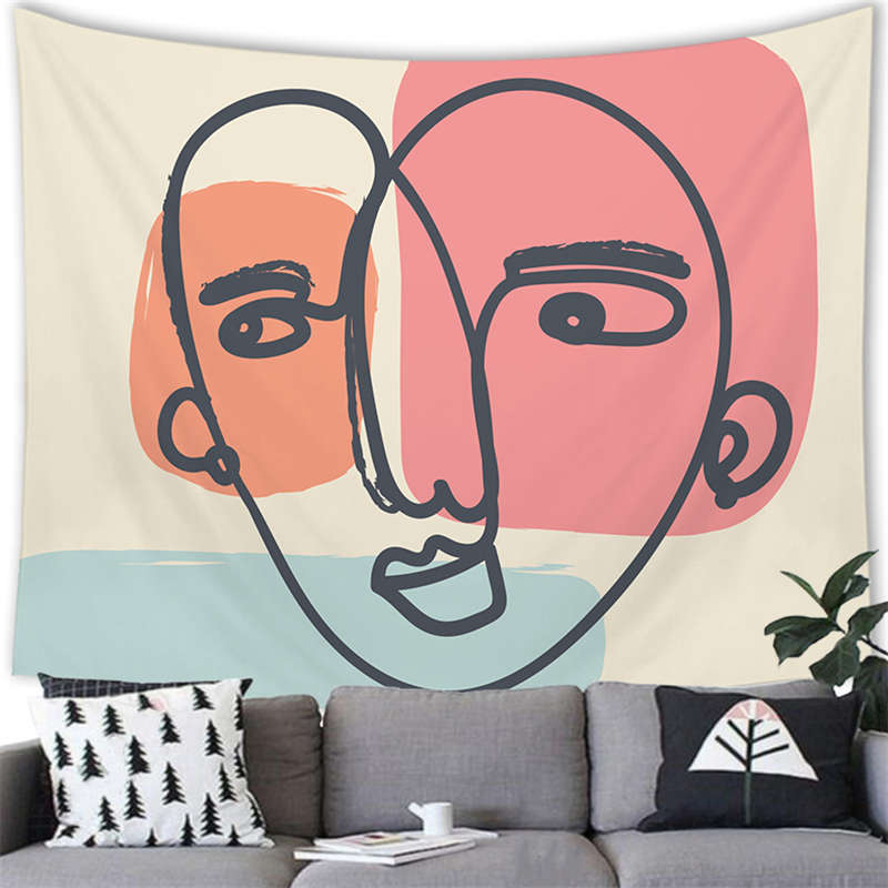 

Abstract woman with simple lines digitalprinted polyester tapestries living rooms bedrooms macrame wall hanging room decor 74x94cm(29x37in)
