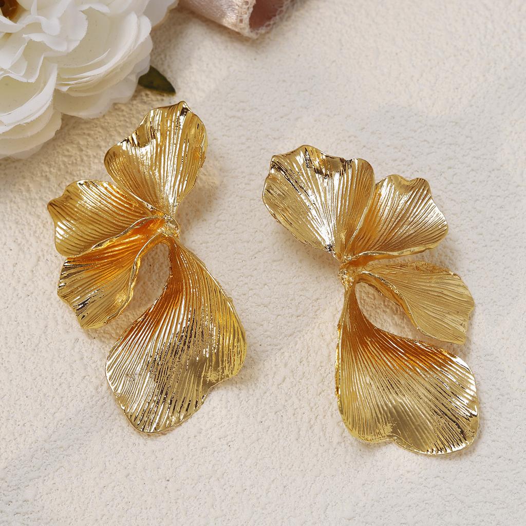 Gold Color Plated CCB  Statement Leaf Drop Earrings for Women Ginkgo Leaves Earring Fashion Jewelry Party Gifts