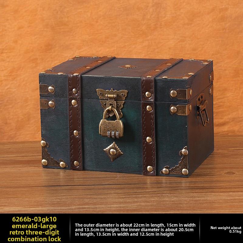 European Retro Wooden Lock Storage Box Home Storage Box Wooden Box Decorative Ornament Secret Room Escape Prop Box