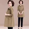 Women's Plus Size Mid-Length Trench Coat - Elegant Spring and Autumn Wear for Middle-Aged and Elderly