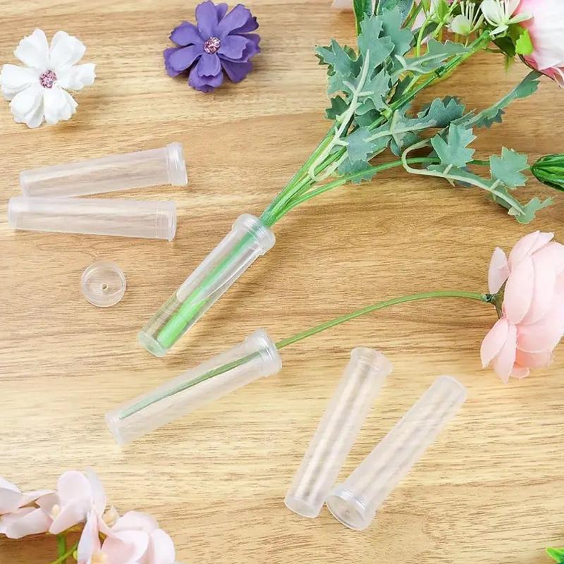 100PC With Silicone Caps Floral Vials for Flower Arrangements Mini Flower Vases Home Plastic Flower Water Tubes Reusable