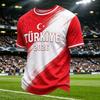 Men's Casual Crew Neck Short Sleeve Pullover T-Shirt Football Fan Top Turkey National Team Inspired Design Comfortable Fit