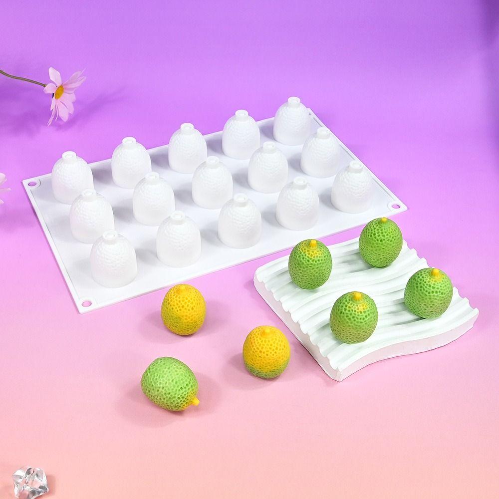 15 Cavity Almond Peach Chocolate Mold Silicone Non-Stick Mousse Cake Mold Food Grad White Dessert Mold for Dessert Baking
